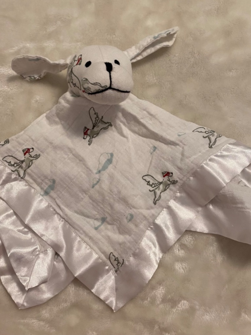 Aden + Anais Puppy Dog Flying Dogs Clouds White Muslin Baby Lovey